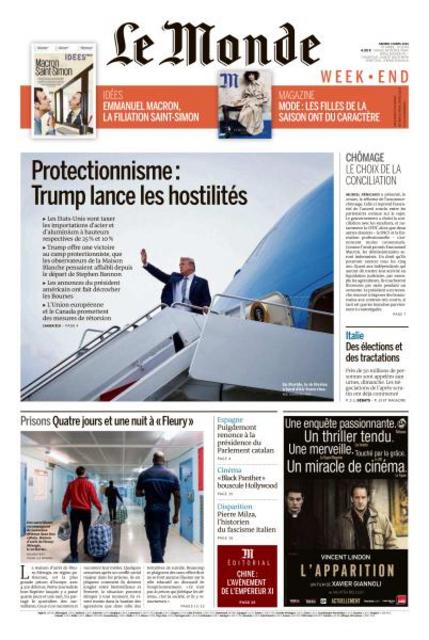 Le Monde du Samedi 3 Mars 2018